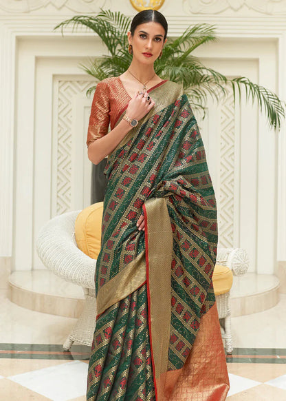 Glade Green Woven Patola Saree