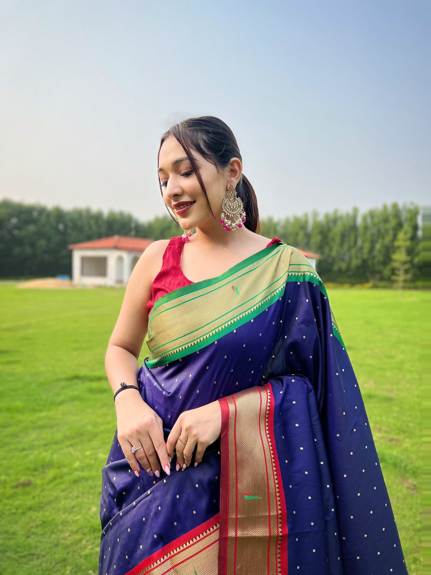 Navy Blue New Concept Paithani Silk Woven Saree