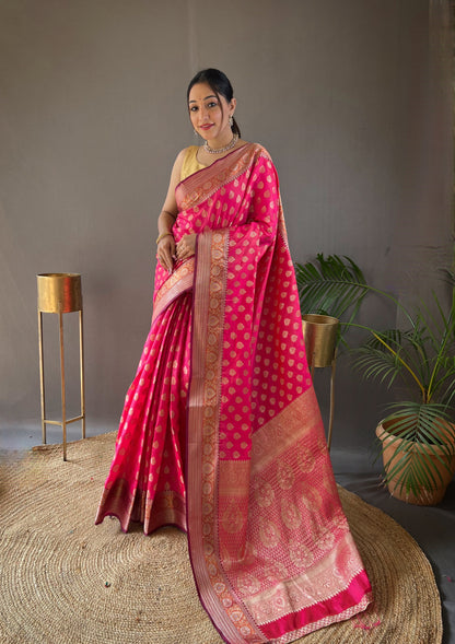 Pink Soft Silk Rich Pallu Woven Saree