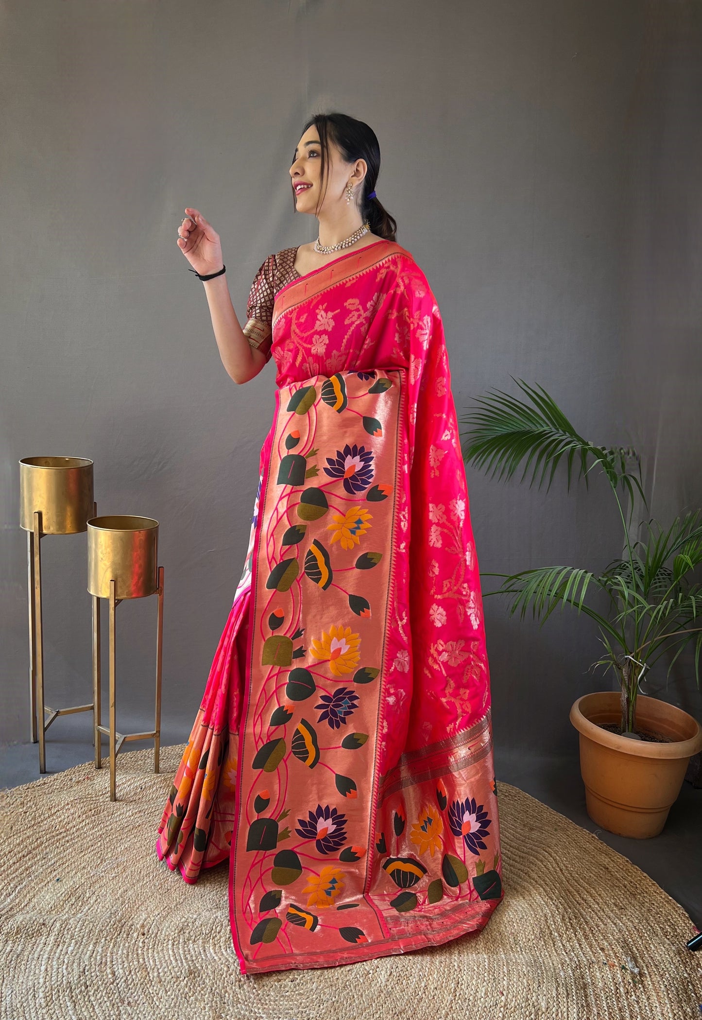 Pink Pure Soft Paithani Silk Saree