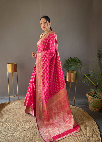 Pink Soft Silk Rich Pallu Woven Saree