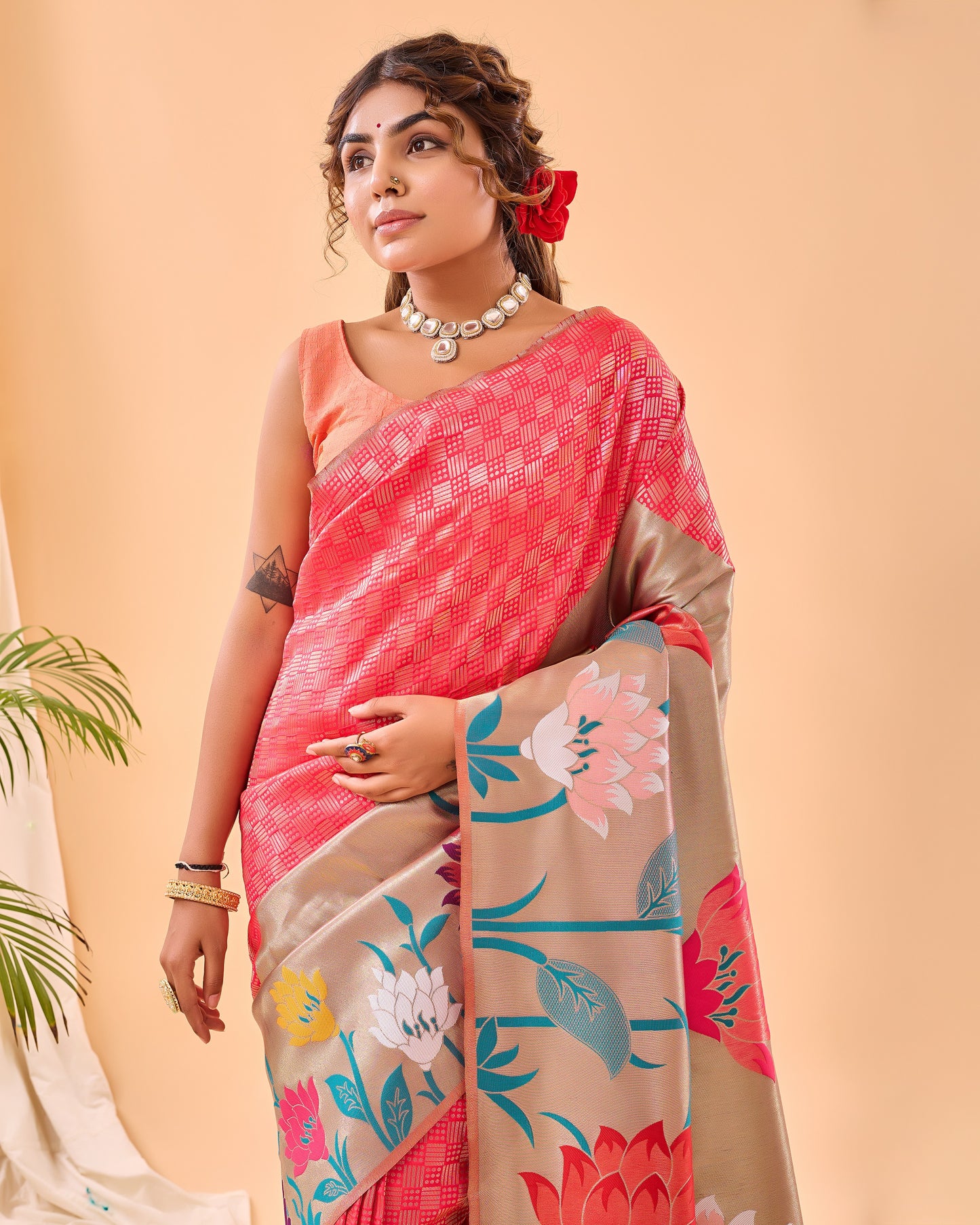 Pink Fulrani Paithani Silk Woven Saree