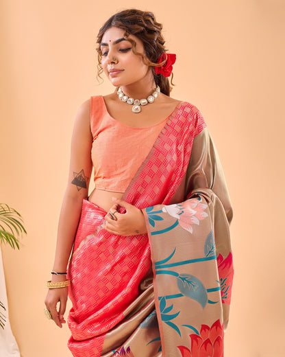 Pink Fulrani Paithani Silk Woven Saree