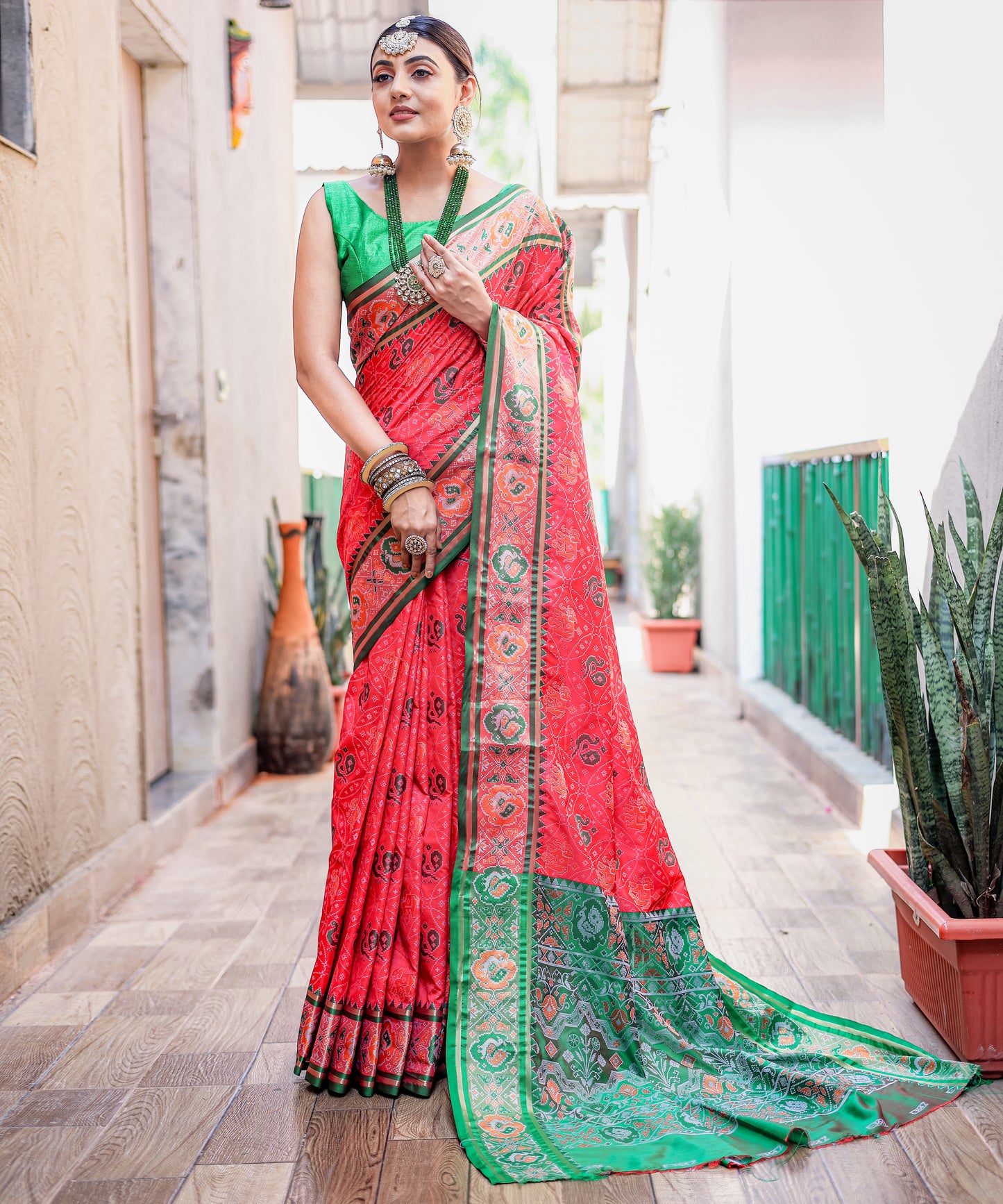 Pink Soft Elegant Patola Silk With All Over Meenakari Patola Weaving Saree