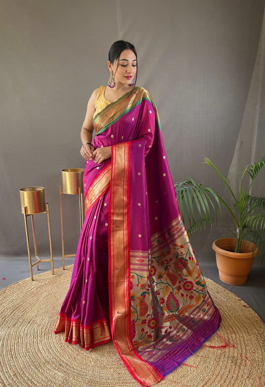 Pink Kamal Paithani Silk Woven Saree