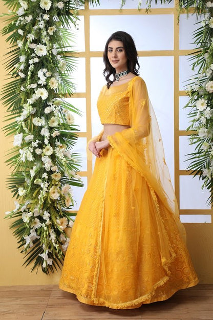 Mustard Yellow Color Festival Wear Lehenga Choli