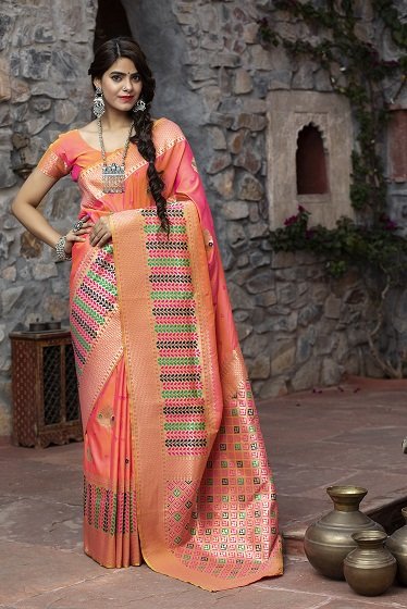 Pink Banarasi Party Wear Saree Collection