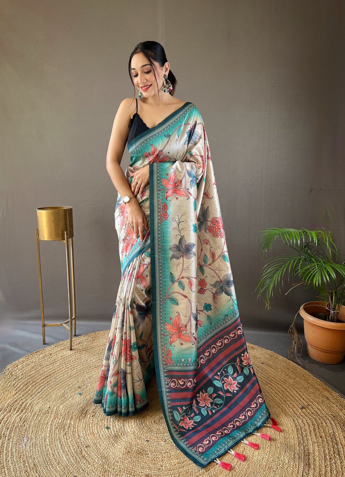 Rama Printed Digital Kalamkari Saree