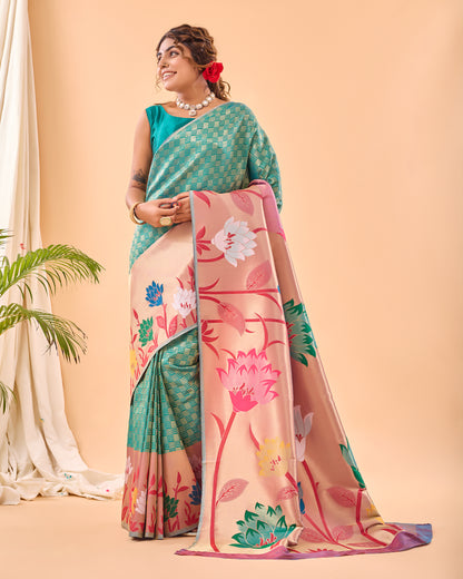 Rama Fulrani Paithani Silk Woven Saree