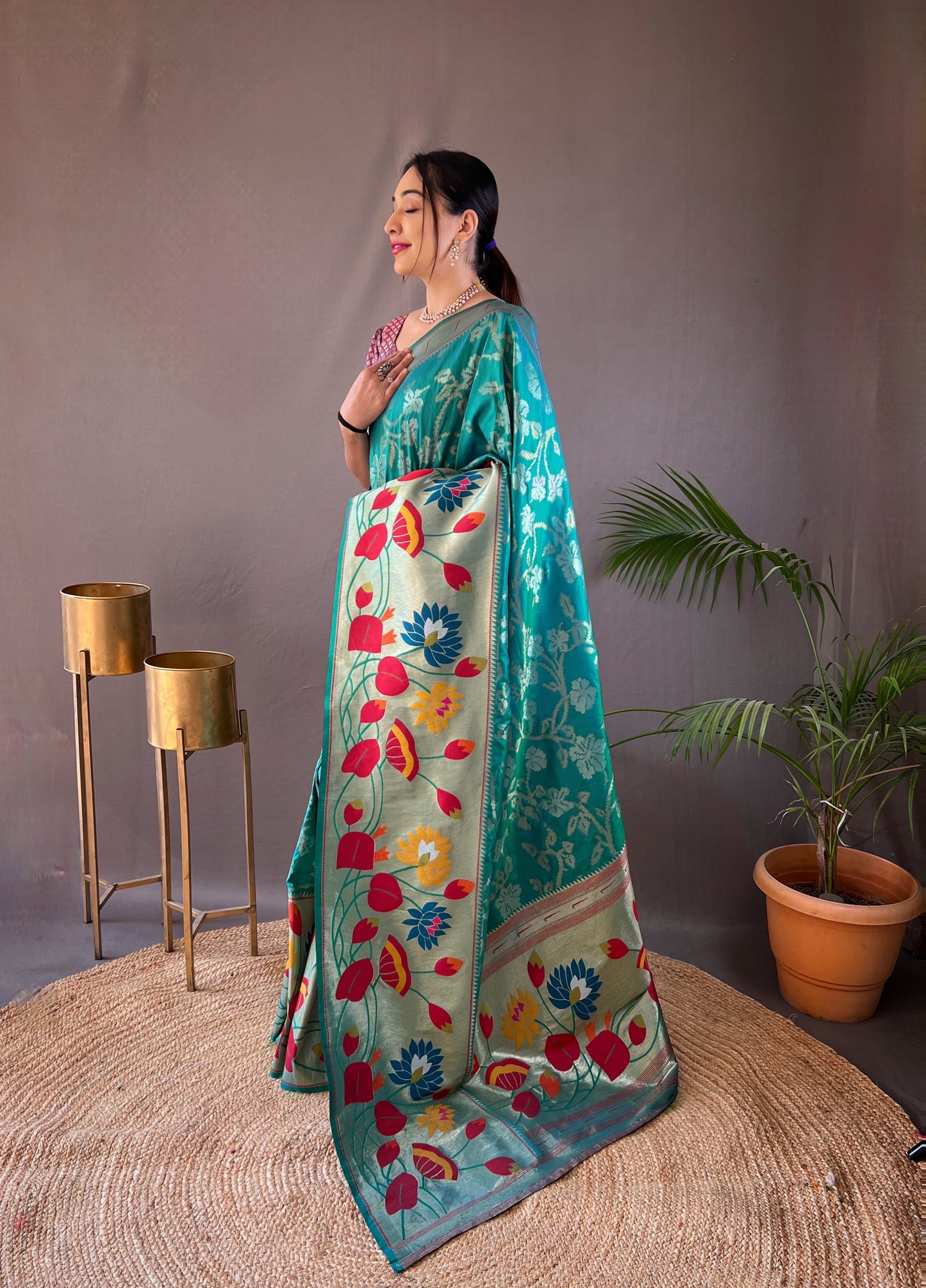 Rama Pure Soft Paithani Silk Saree