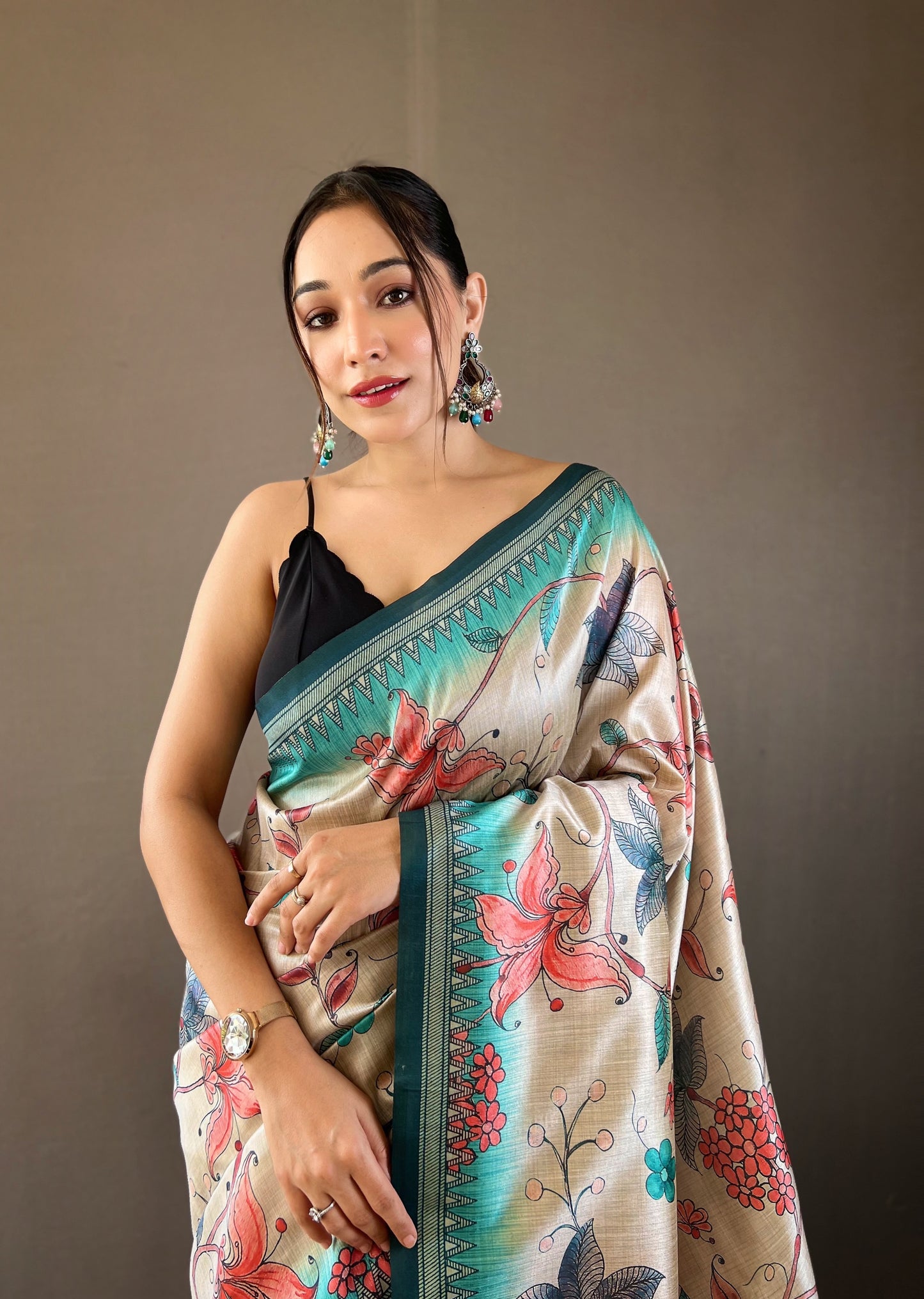 Rama Printed Digital Kalamkari Saree