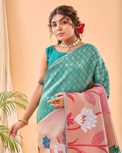 Rama Fulrani Paithani Silk Woven Saree