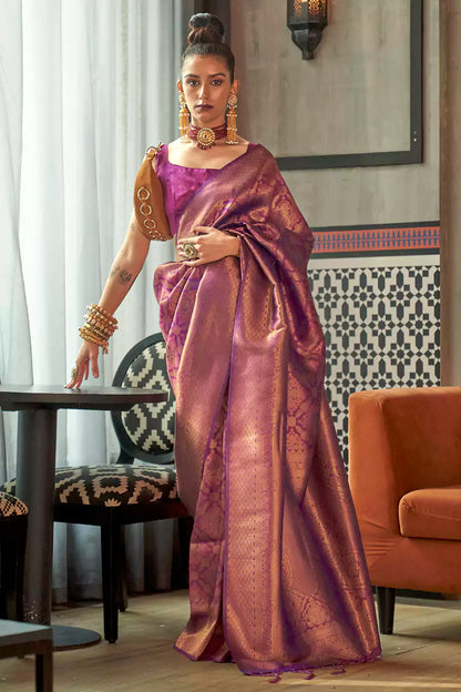 Violet Purple Two Tone Handloom Saree