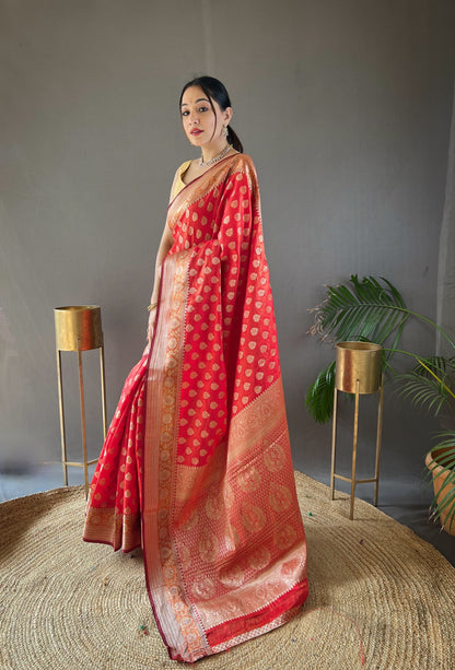 Red Soft Silk Rich Pallu Woven Saree