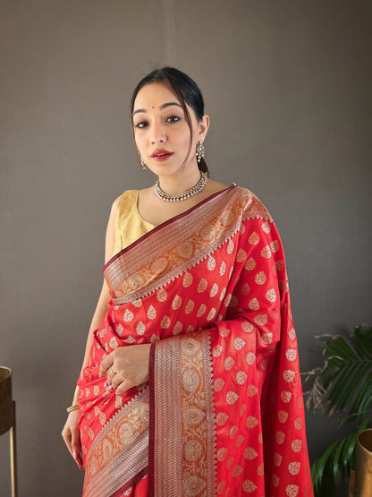 Red Soft Silk Rich Pallu Woven Saree