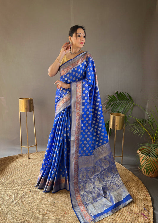 Royal Blue Soft Silk Rich Pallu Woven Saree