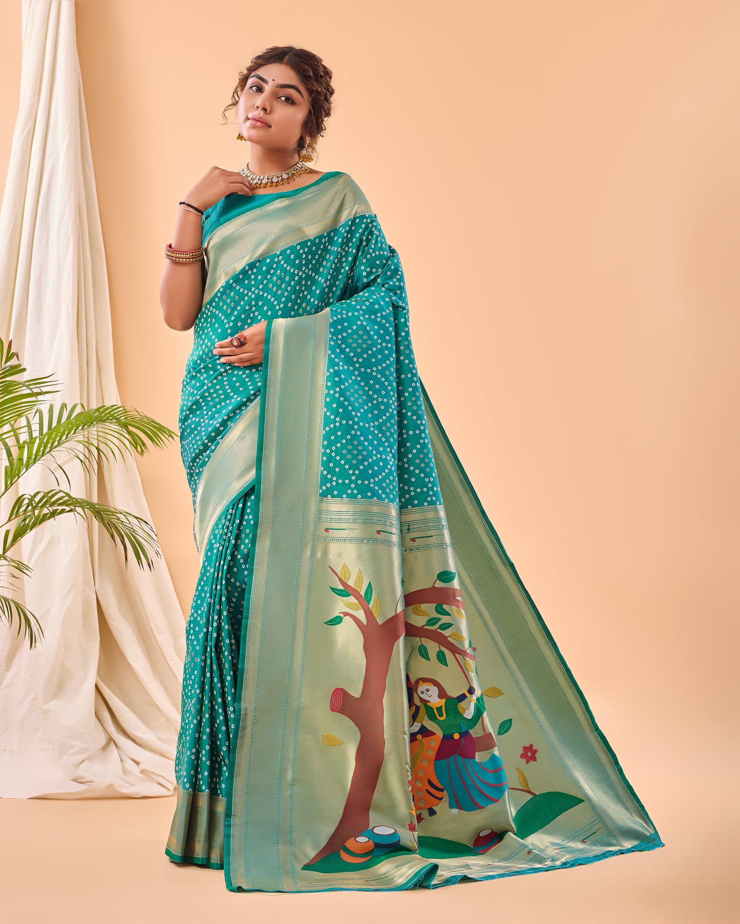 Rama Bandhej Original Paithani Silk Woven Saree