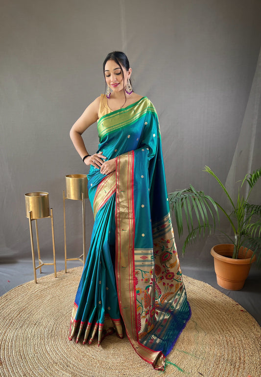 Rama Kamal Paithani Silk Woven Saree