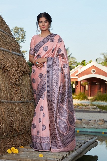 Light Pink Banarasi Silk Party Wear Saree