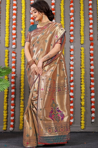 Paithani Soft Silk Handloom Saree With Pure Zari With Blouse Piece