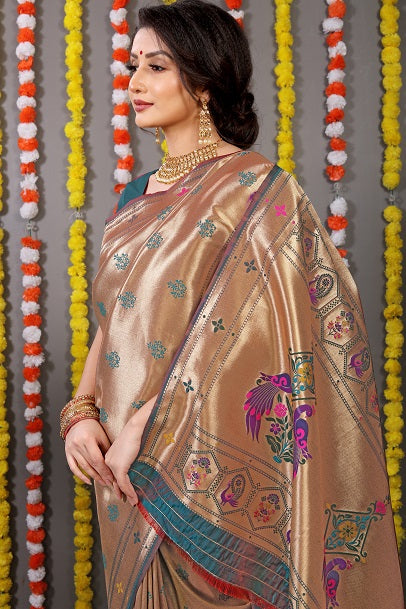 Paithani Soft Silk Handloom Saree With Pure Zari With Blouse Piece