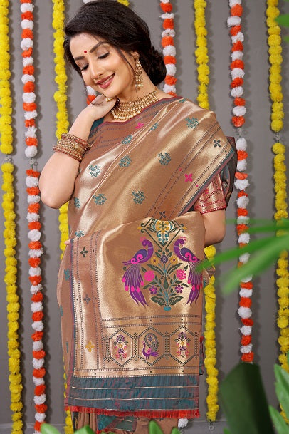 Paithani Soft Silk Handloom Saree With Pure Zari With Blouse Piece