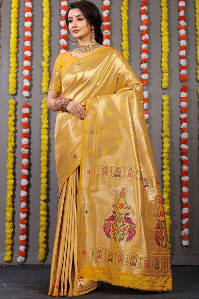 Paithani Soft Silk Handloom Saree With Pure Zari With Blouse Piece