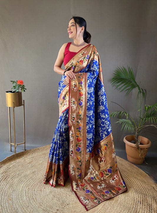 Blue Colour Paithani Soft Silk Saree