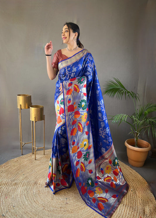 Voilet Pure Soft Paithani Silk Saree