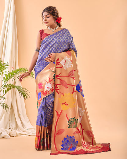 Voilet Fulrani Paithani Silk Woven Saree