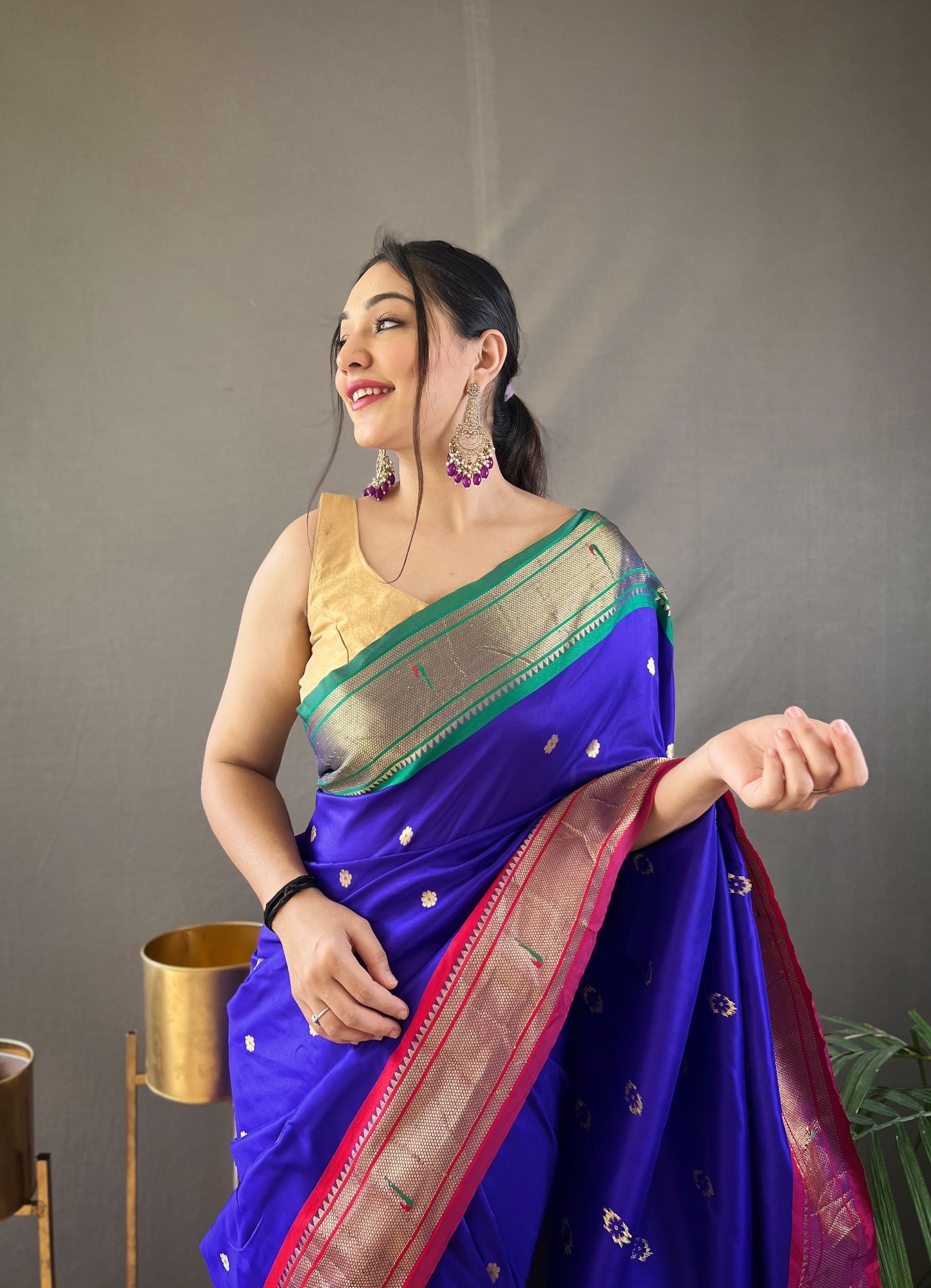 Voilet Kamal Paithani Silk Woven Saree