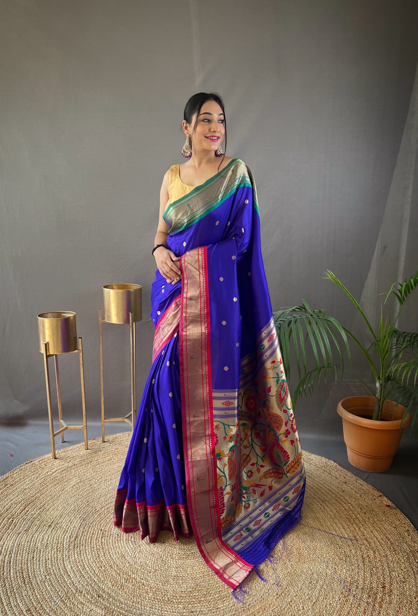 Voilet Kamal Paithani Silk Woven Saree