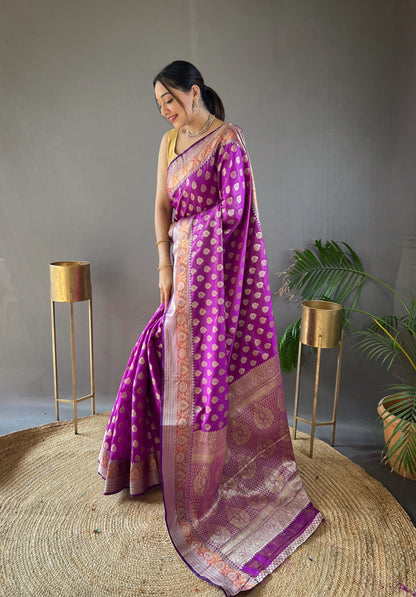 Wine Soft Silk Rich Pallu Woven Saree