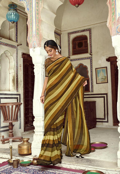 Multicolor Georgette With Fancy Embroidery Work Saree