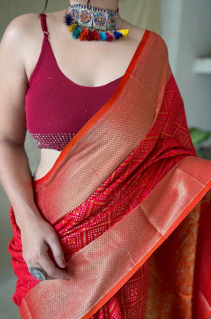 Rose Red Patola Saree