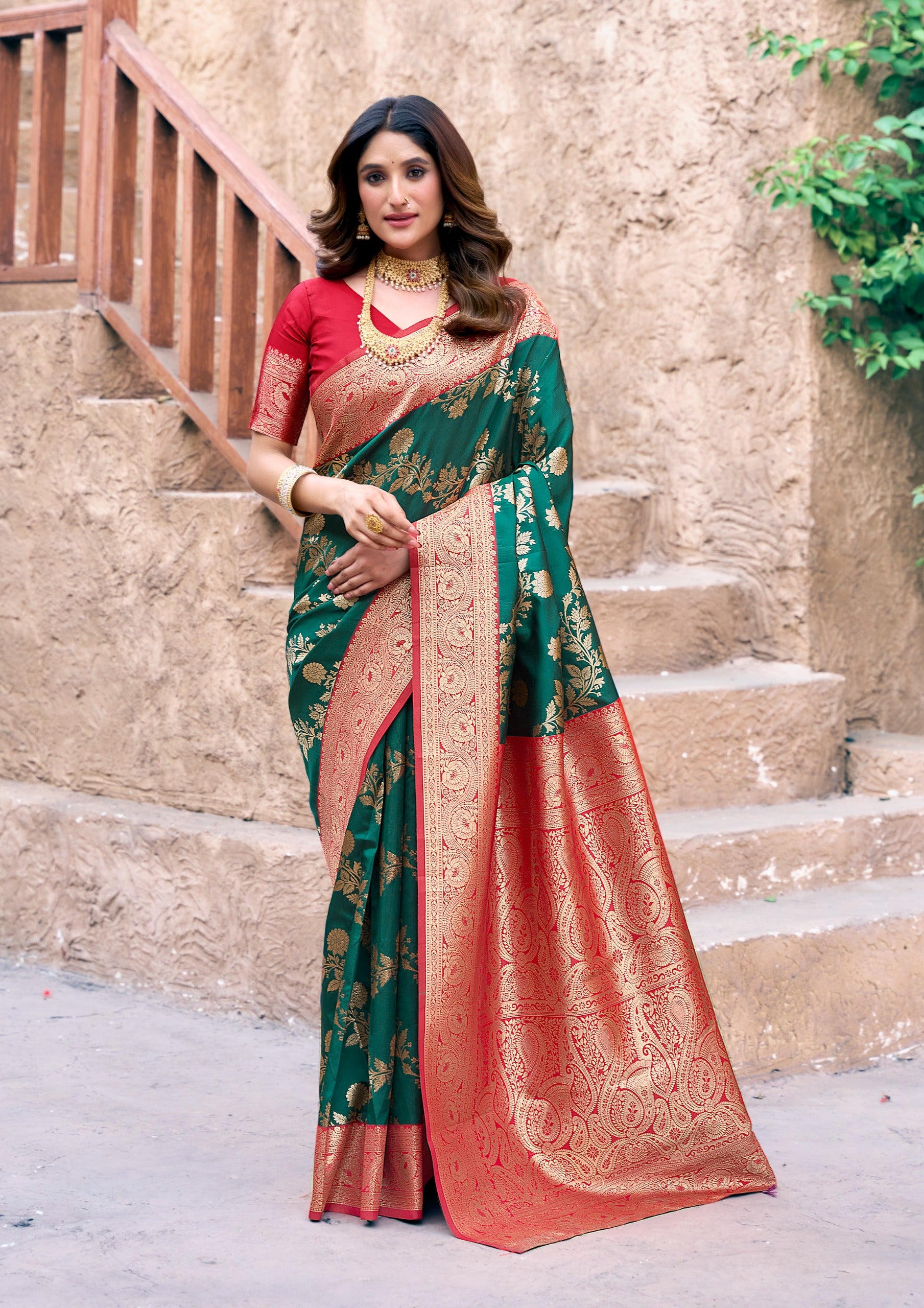 Teal Green Art Silk Saree with Ethnic Motifs & Zari Work – Designer Festive & Wedding Wear Saree