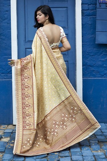 Off White Banarasi Silk Saree Collection
