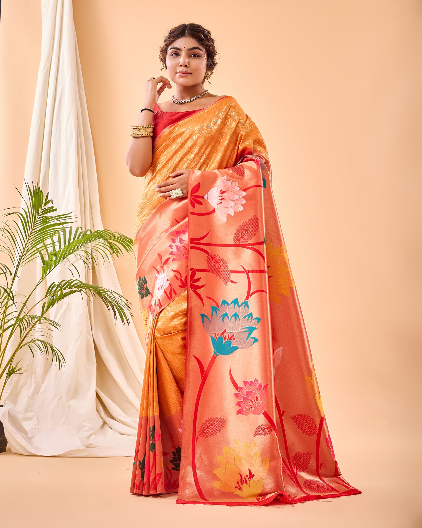 Yellow Fulrani Paithani Silk Woven Saree