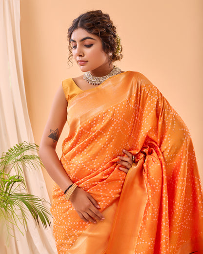 Yellow Bandhej Original Paithani Silk Woven Saree