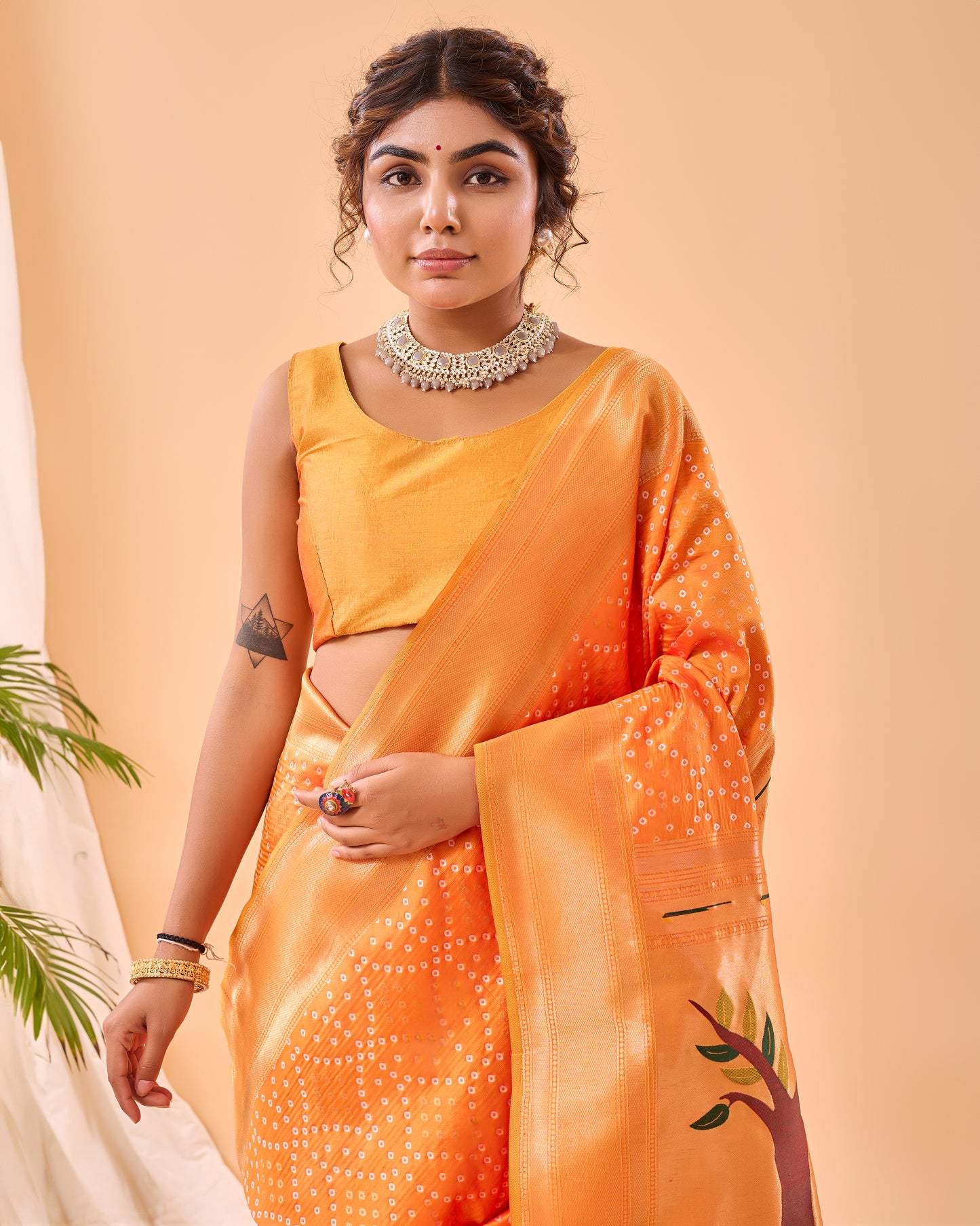 Yellow Bandhej Original Paithani Silk Woven Saree