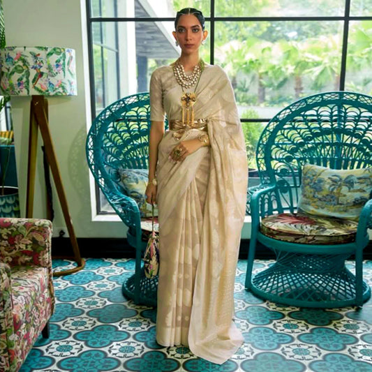 Brown Woven- Sequence Handloom Silk Saree