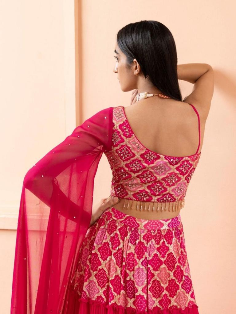 Pink Colour Designer Heavy Satin Printed With Hand Work Lehenga Choli