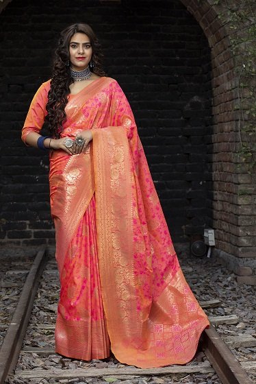 Pink Banarasi Silk Weaving Silk Saree Collection