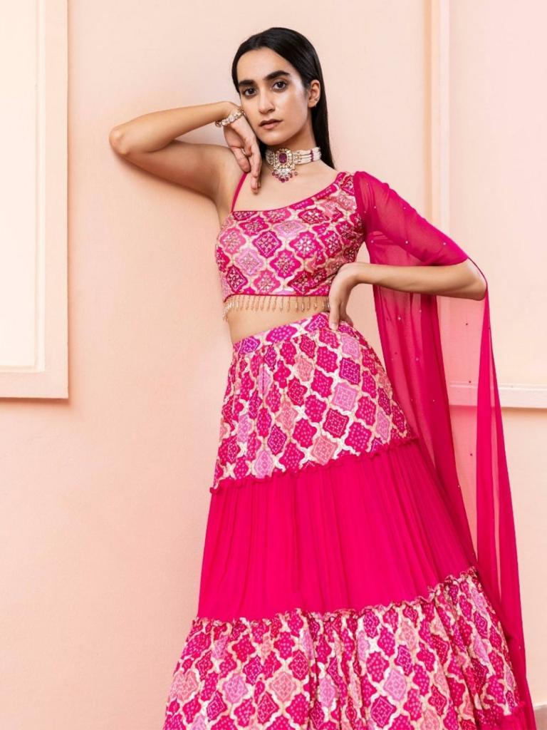 Pink Colour Designer Heavy Satin Printed With Hand Work Lehenga Choli