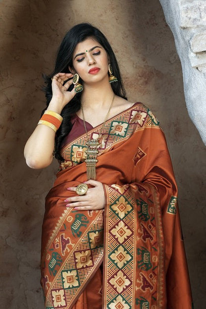 Orange Patola Silk Saree Collection