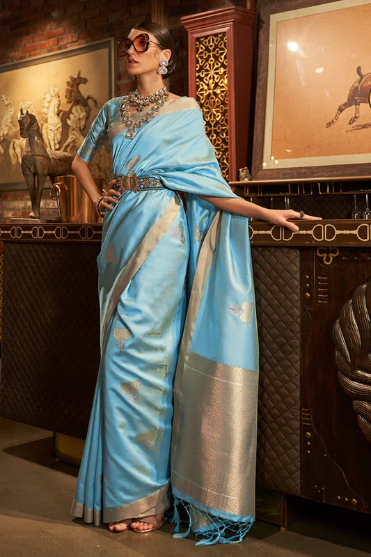 Baby Blue Kanjivaram Saree