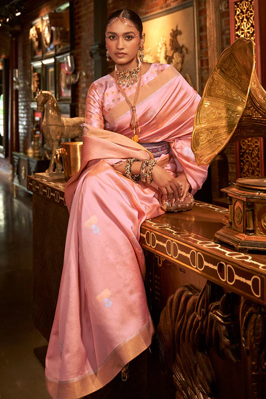 Rose Pink Kanjivaram Saree