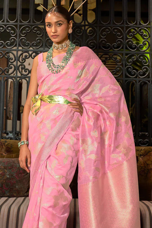 Rose Pink Kanjivaram Saree