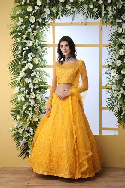 Mustard Yellow Color Festival Wear Lehenga Choli