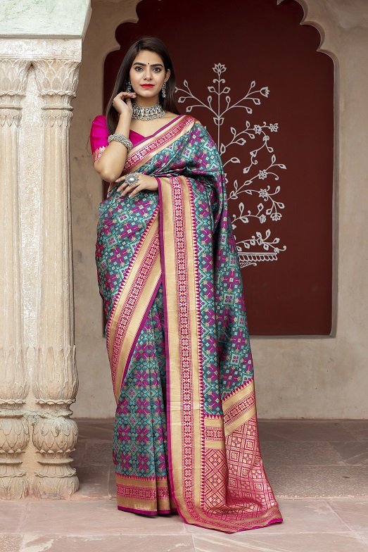 Grey Banarasi Silk Party Wear Saree Collection